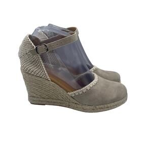 Paseart Espadrille Heels Sandals Nude Wedge Beige Suede Women’s 7.5